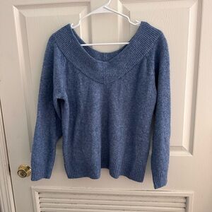 H&M Off-the-Shoulder Sweater in Dusty Blue